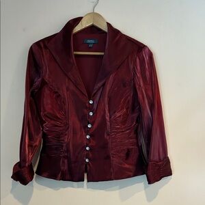 Dress Barn Deep Red Satin Blouse